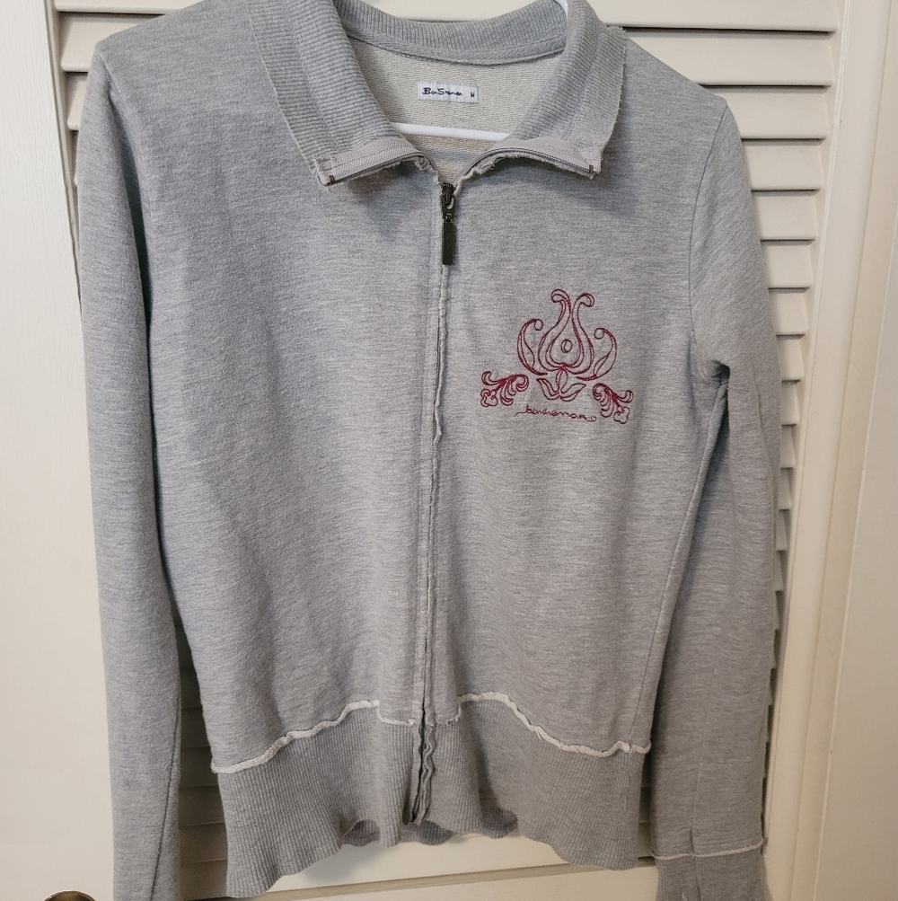 Ben Sherman Embroidered Zip-Up Knit Jacket – Women’s M